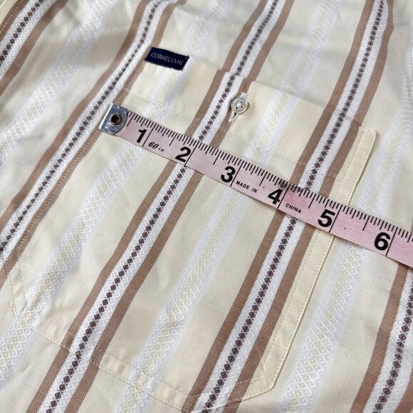 Corneliani Button Down Dress Shirt Mens Italy Cotton Striped Long Sleeve Top - Picture 13 of 16